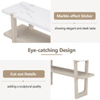 Retro Entryway Console Table with Faux Marble Top and Shelf