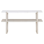 Retro Entryway Console Table with Faux Marble Top and Shelf