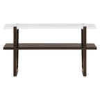 Retro Entryway Console Table with Faux Marble Top and Shelf