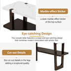 Retro Entryway Console Table with Faux Marble Top and Shelf
