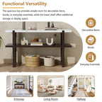Retro Entryway Console Table with Faux Marble Top and Shelf