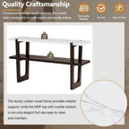 Retro Entryway Console Table with Faux Marble Top and Shelf