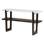 Retro Entryway Console Table with Faux Marble Top and Shelf