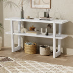 Retro Entryway Console Table with Faux Marble Top and Shelf