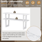 Retro Entryway Console Table with Faux Marble Top and Shelf