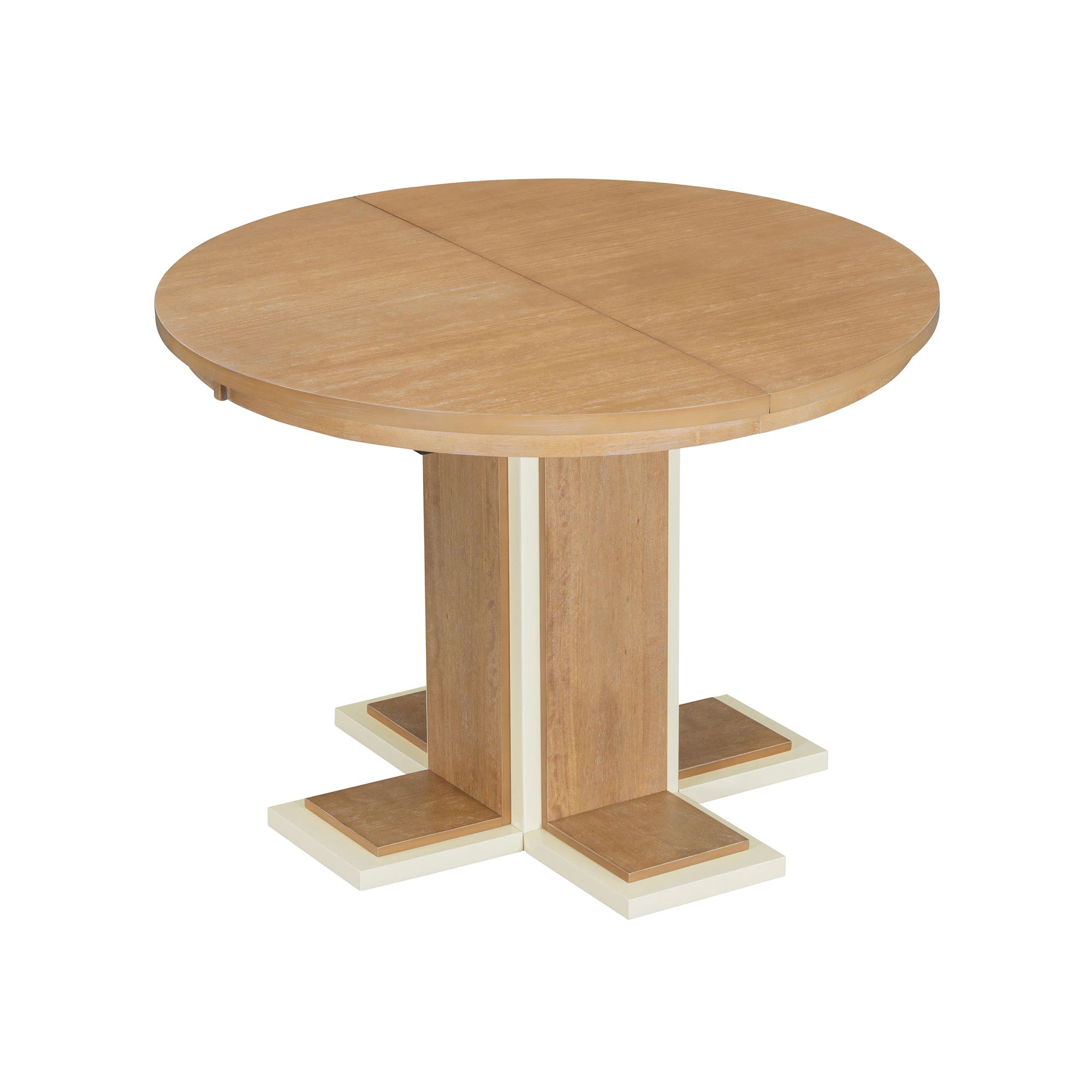 Retro Round Extendable Dining Table Set With 4 Chairs