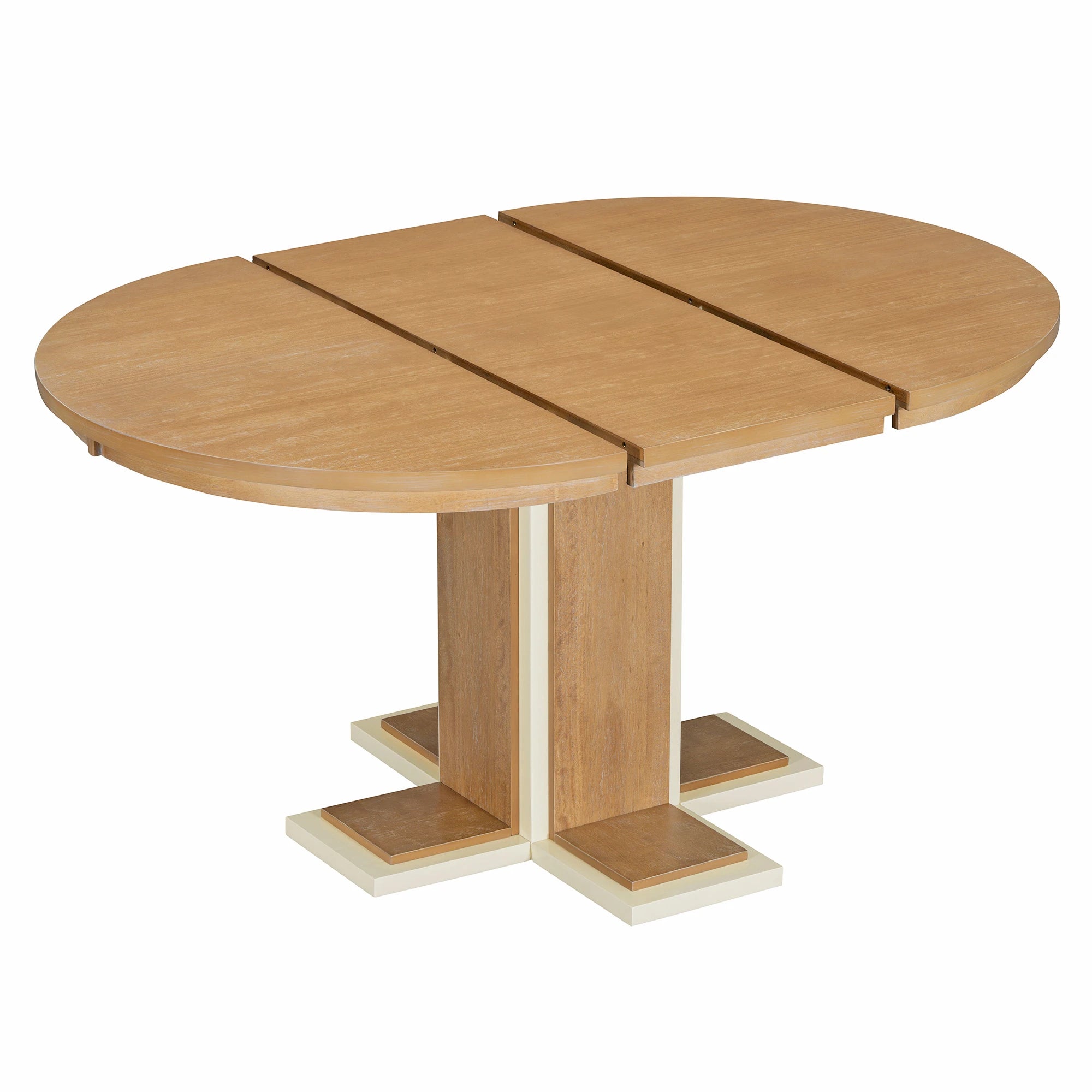 Retro Round Extendable Dining Table Set With 4 Chairs