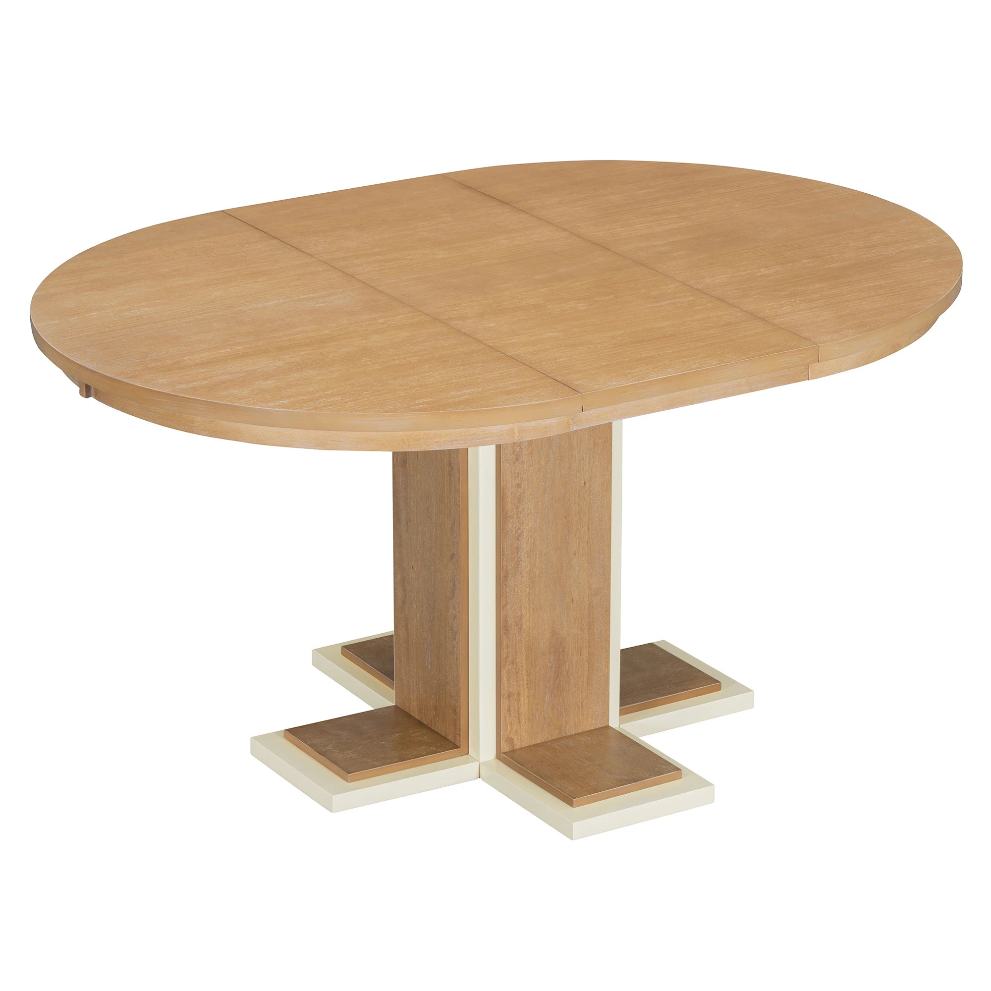 Retro Round Extendable Dining Table Set With 4 Chairs