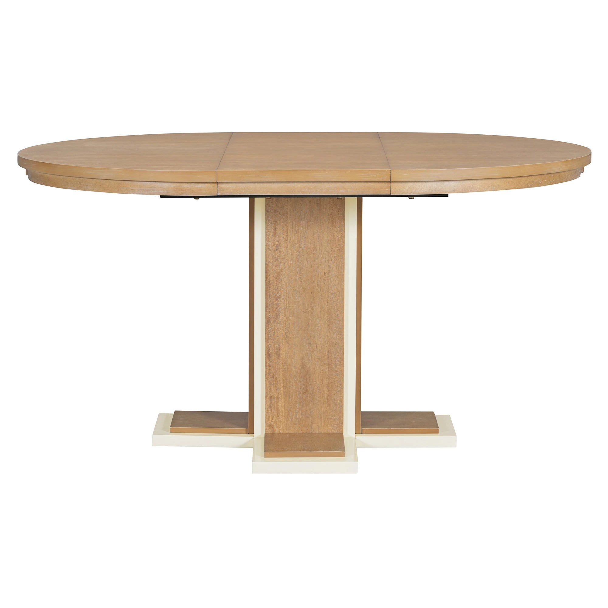 Retro Round Extendable Dining Table Set With 4 Chairs