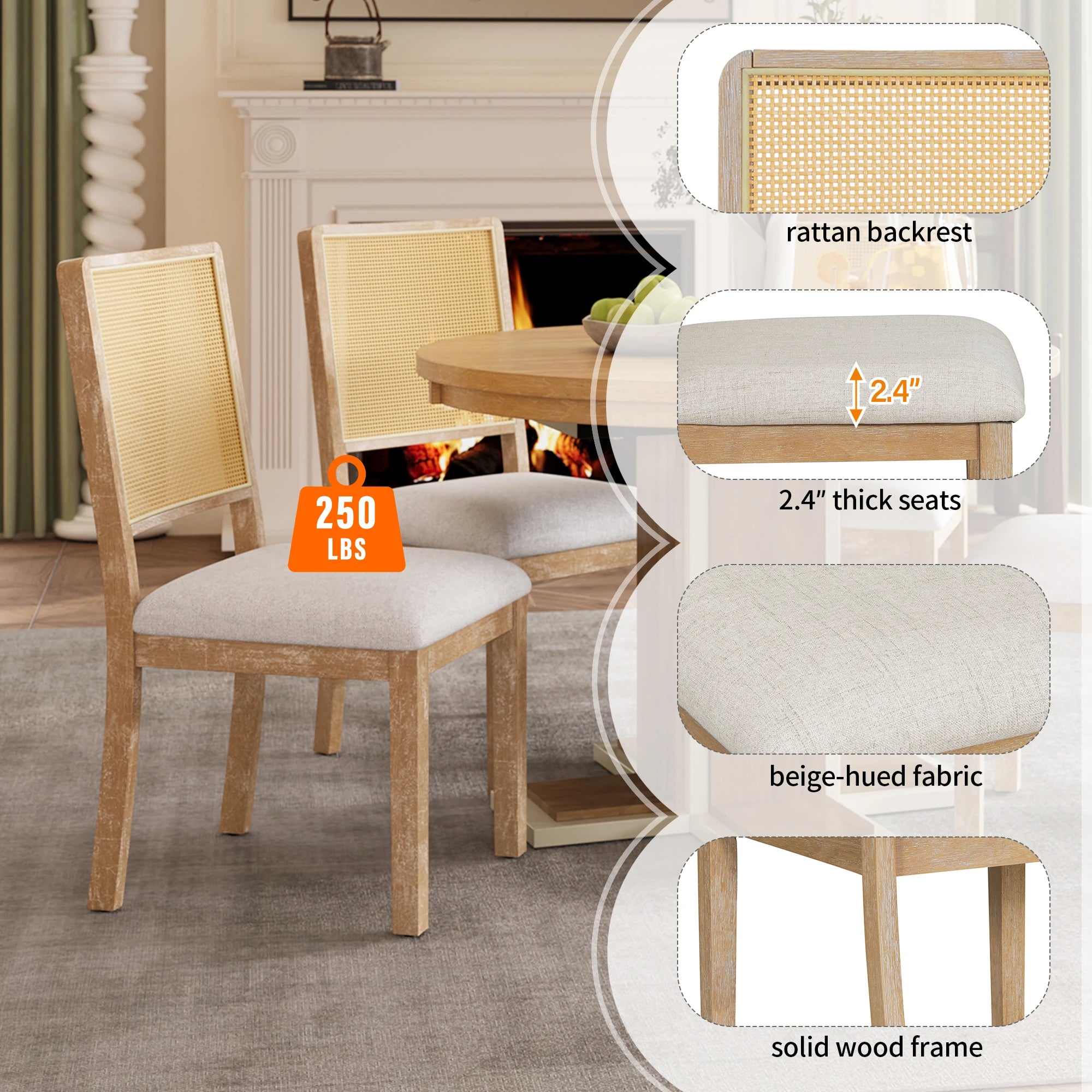 Retro Round Extendable Dining Table Set With 4 Chairs