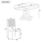 Retro Round Extendable Dining Table Set With 4 Chairs
