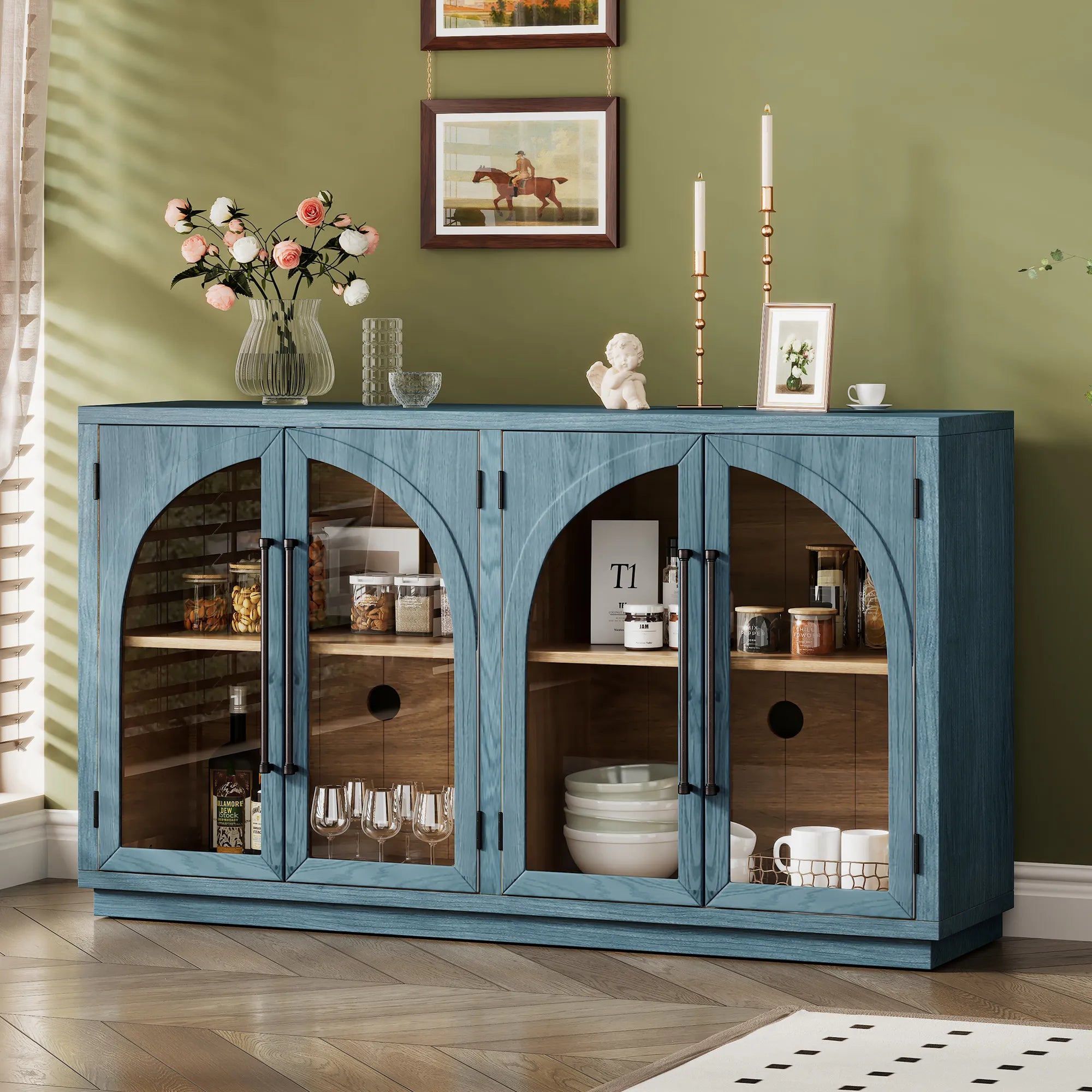 Retro Storage Sideboard with Adjustable Shelves
