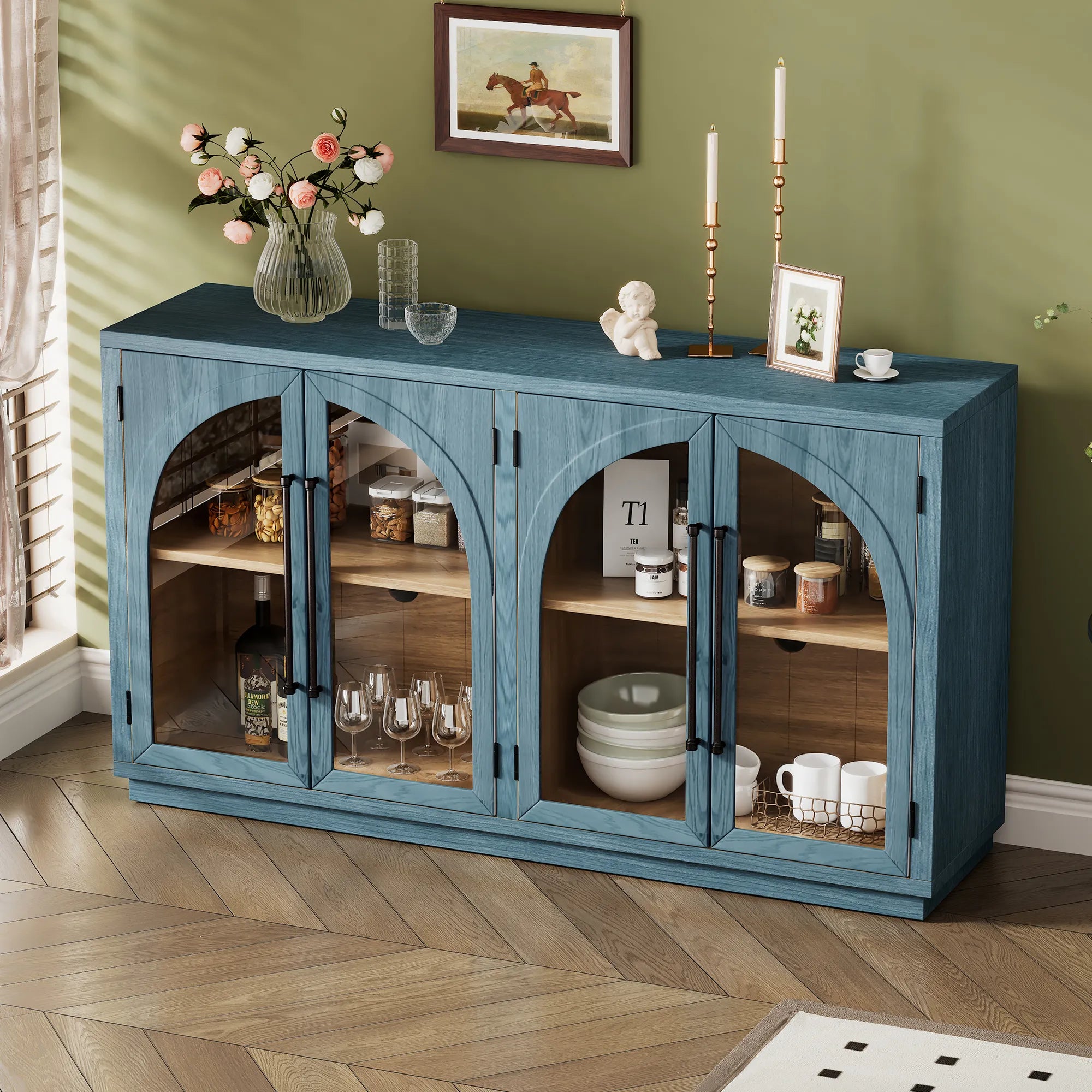 Retro Storage Sideboard with Adjustable Shelves