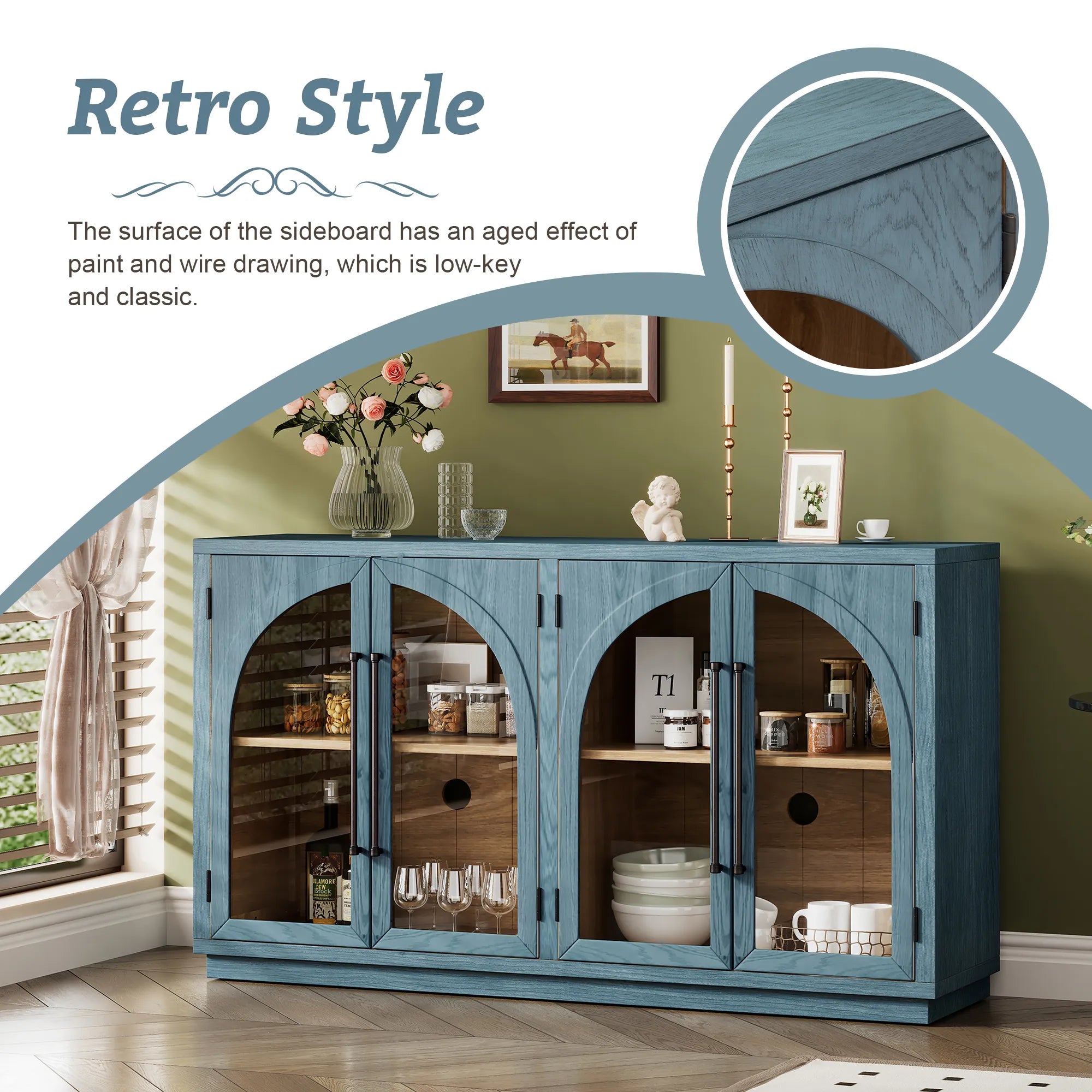 Retro Storage Sideboard with Adjustable Shelves