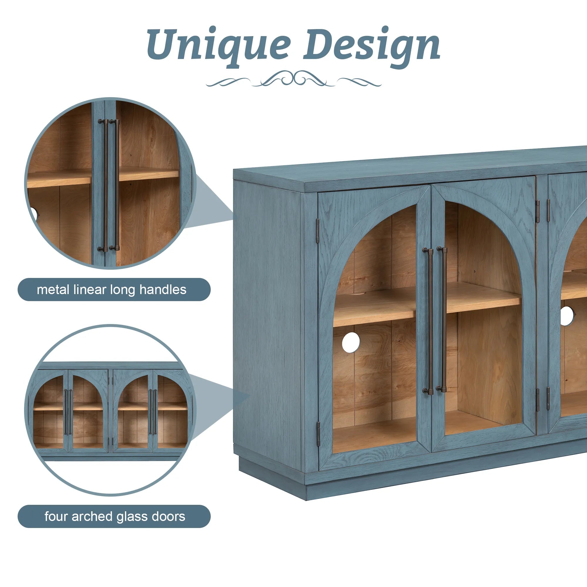 Retro Storage Sideboard with Adjustable Shelves