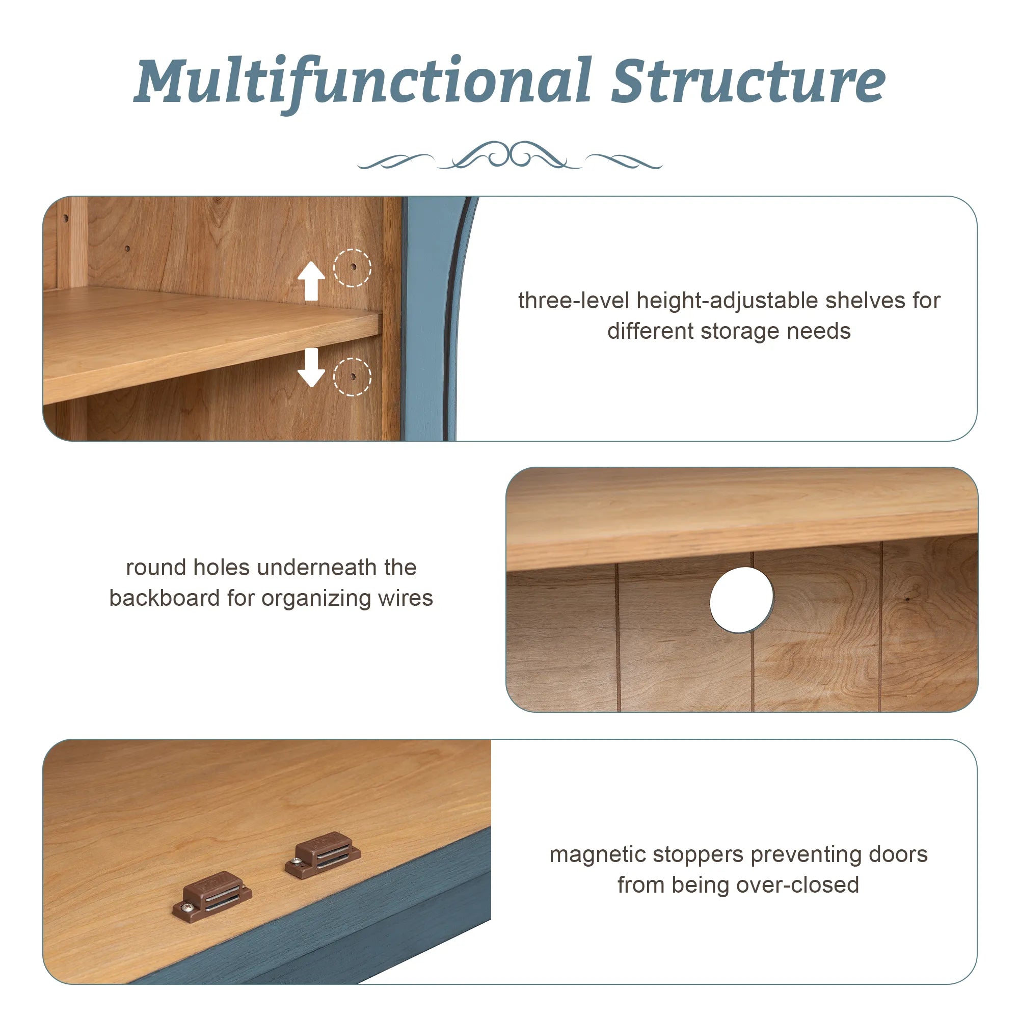 Retro Storage Sideboard with Adjustable Shelves