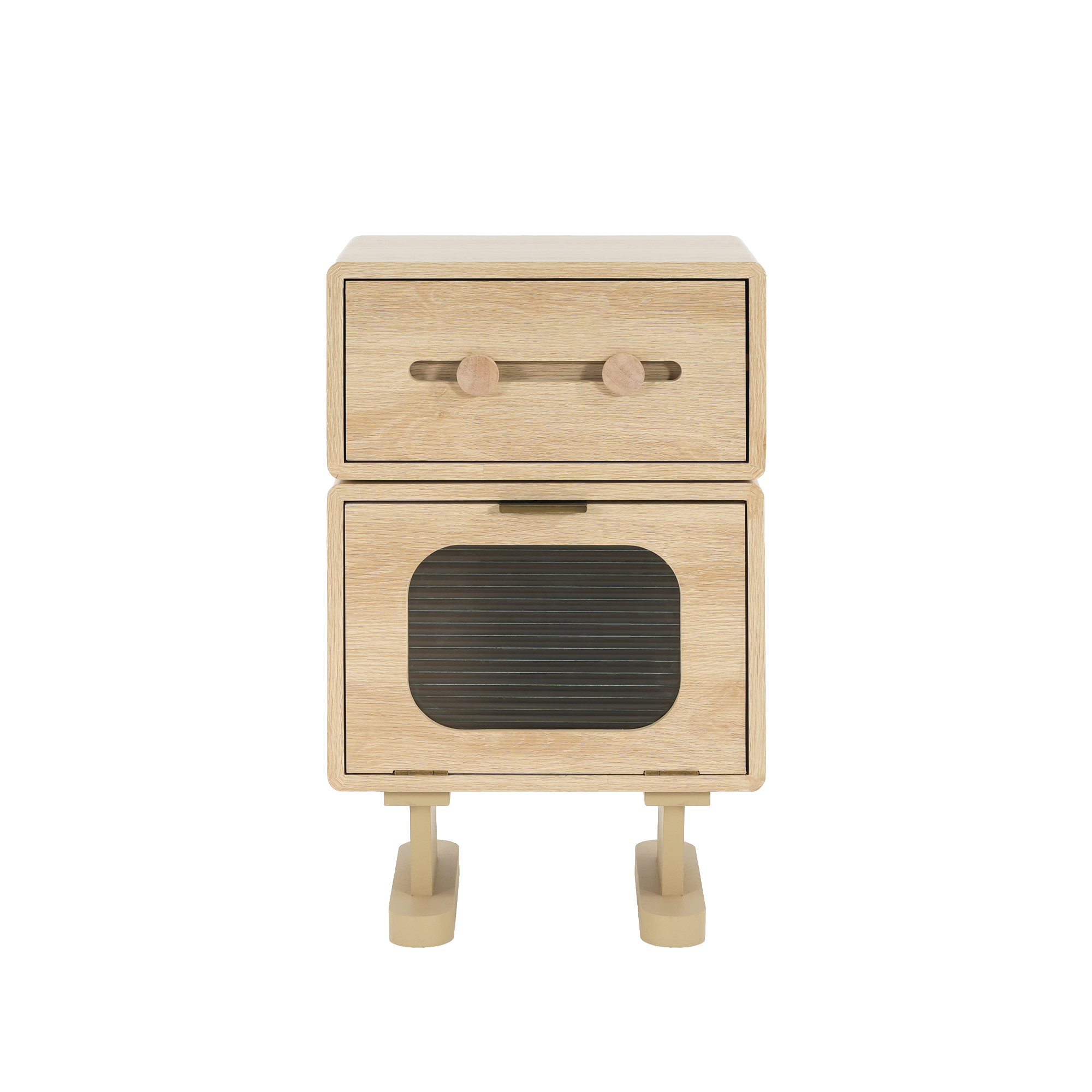 Rotatable Robot Storage Side Table with Glass Door – FanciConcept