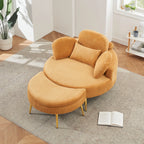 Round Comfy Accent Chair with Half Moon Ottoman
