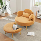 Round Comfy Accent Chair with Half Moon Ottoman
