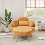 Round Comfy Accent Chair with Half Moon Ottoman