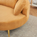 Round Comfy Accent Chair with Half Moon Ottoman