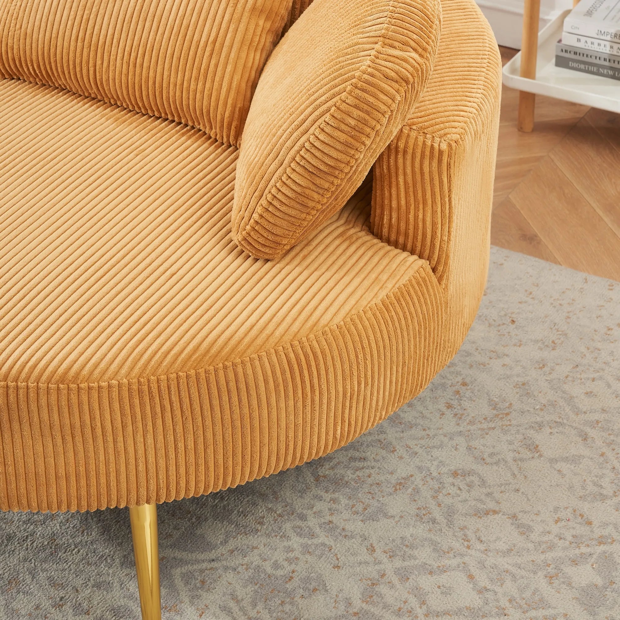 Round Comfy Accent Chair with Half Moon Ottoman