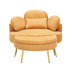 Round Comfy Accent Chair with Half Moon Ottoman