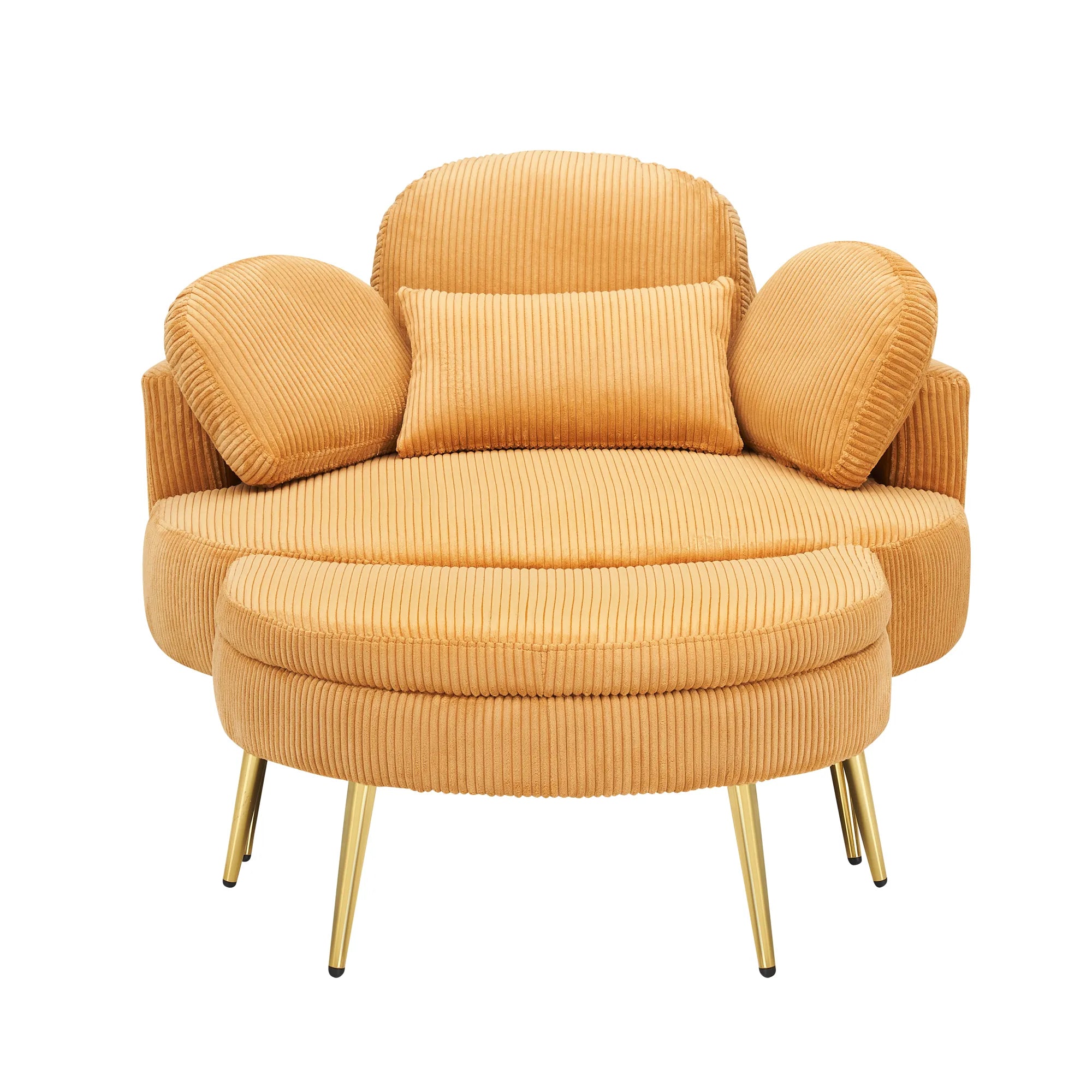 Round Comfy Accent Chair with Half Moon Ottoman