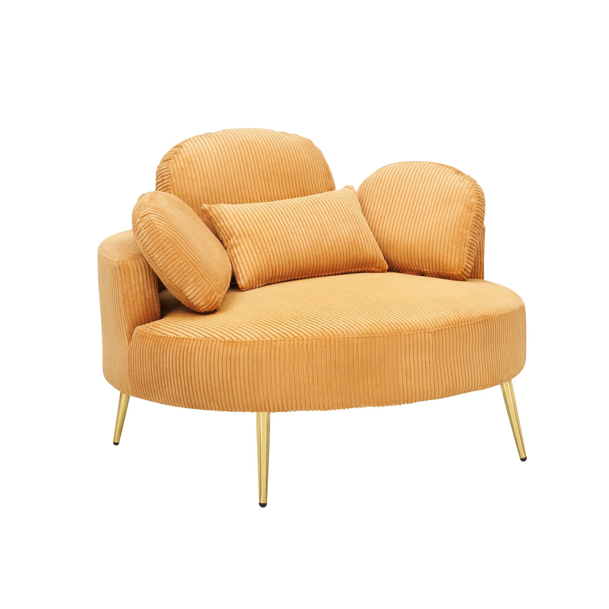 Round Comfy Accent Chair with Half Moon Ottoman