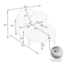 Round Comfy Accent Chair with Half Moon Ottoman