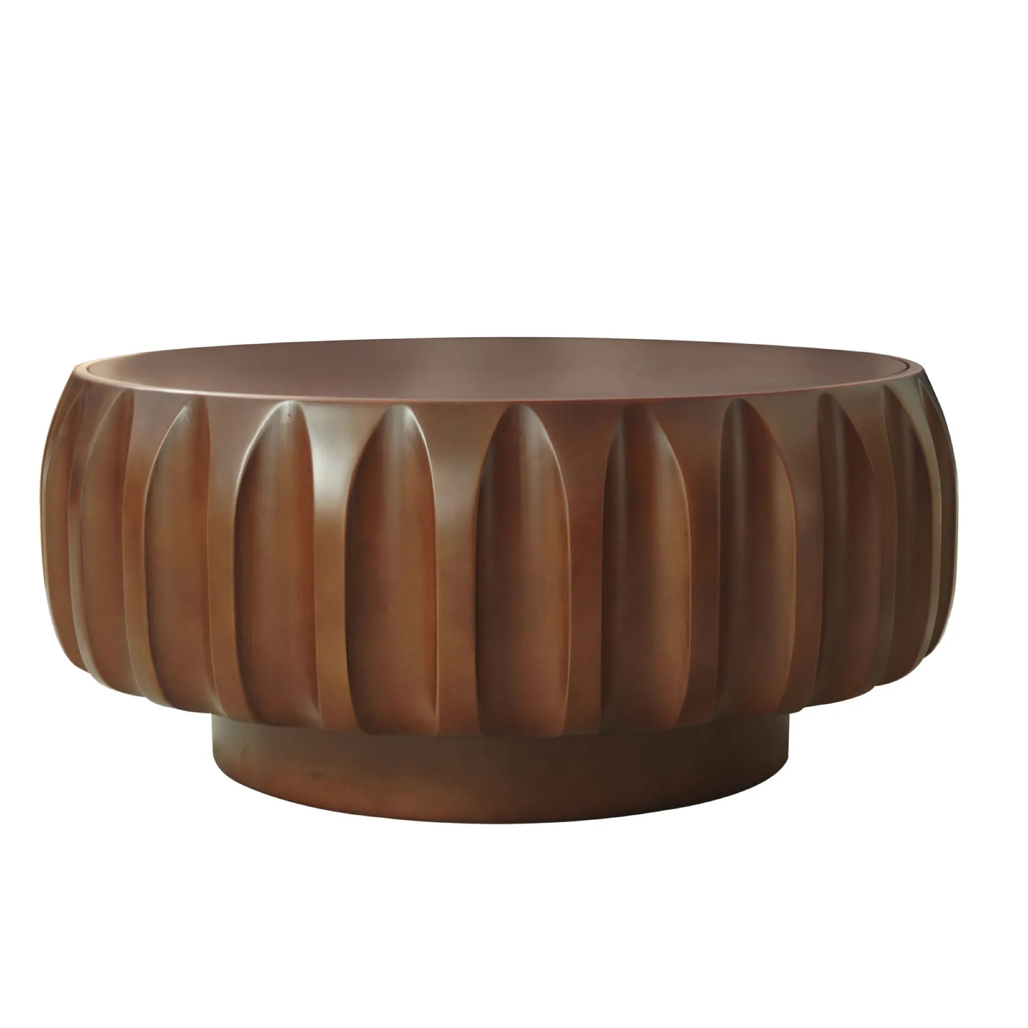 Round Elegant Sculptural Solid Wood Coffee Table