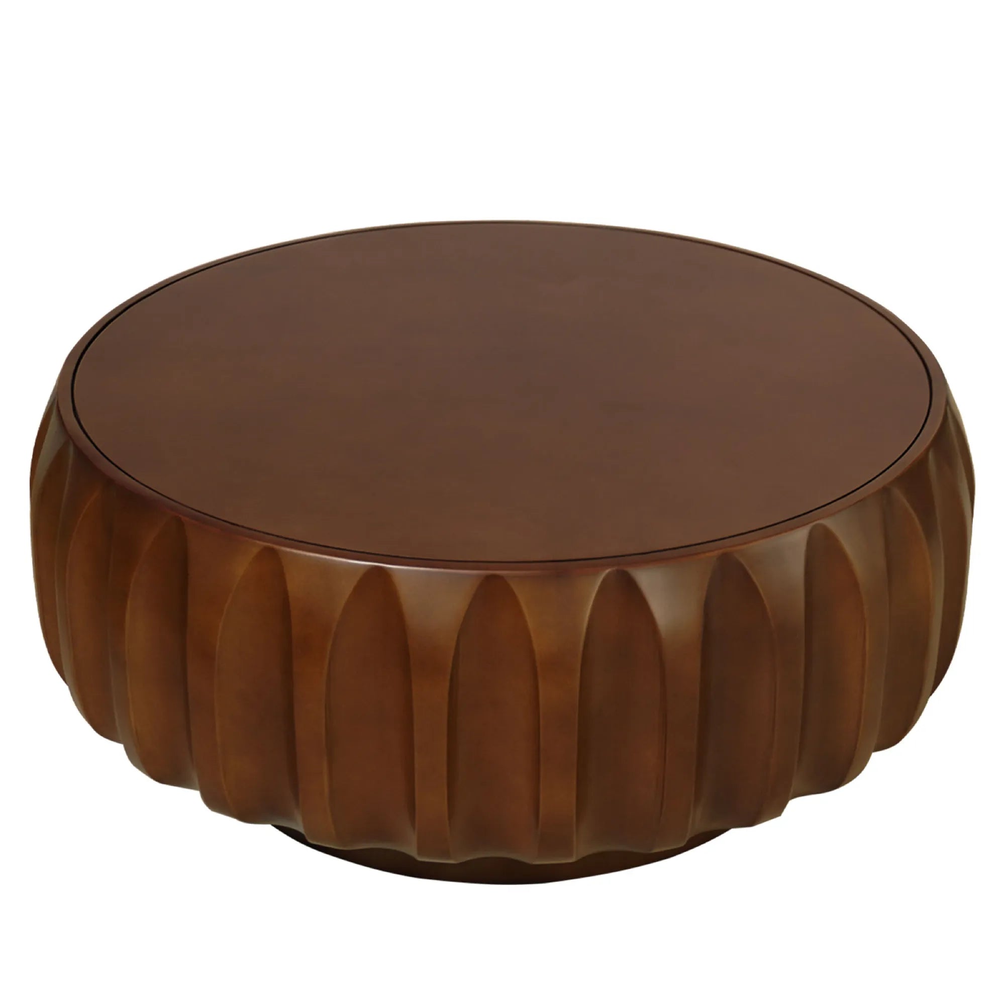 Round Elegant Sculptural Solid Wood Coffee Table