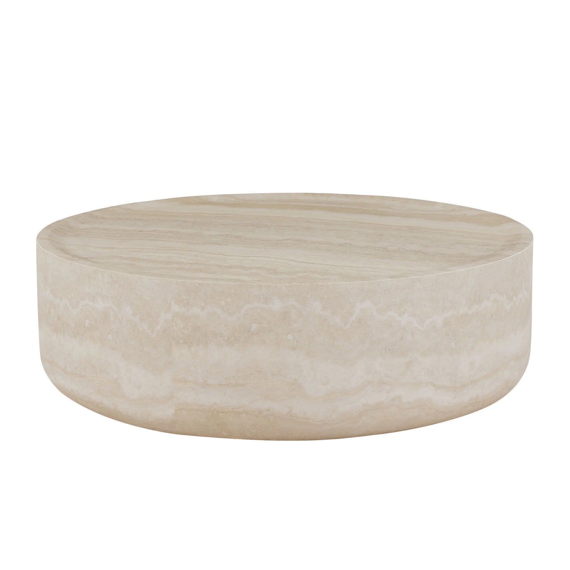 Round Textured Faux Marble Pattern Coffee Table