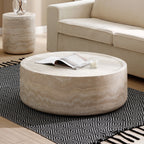 Round Textured Faux Marble Pattern Coffee Table