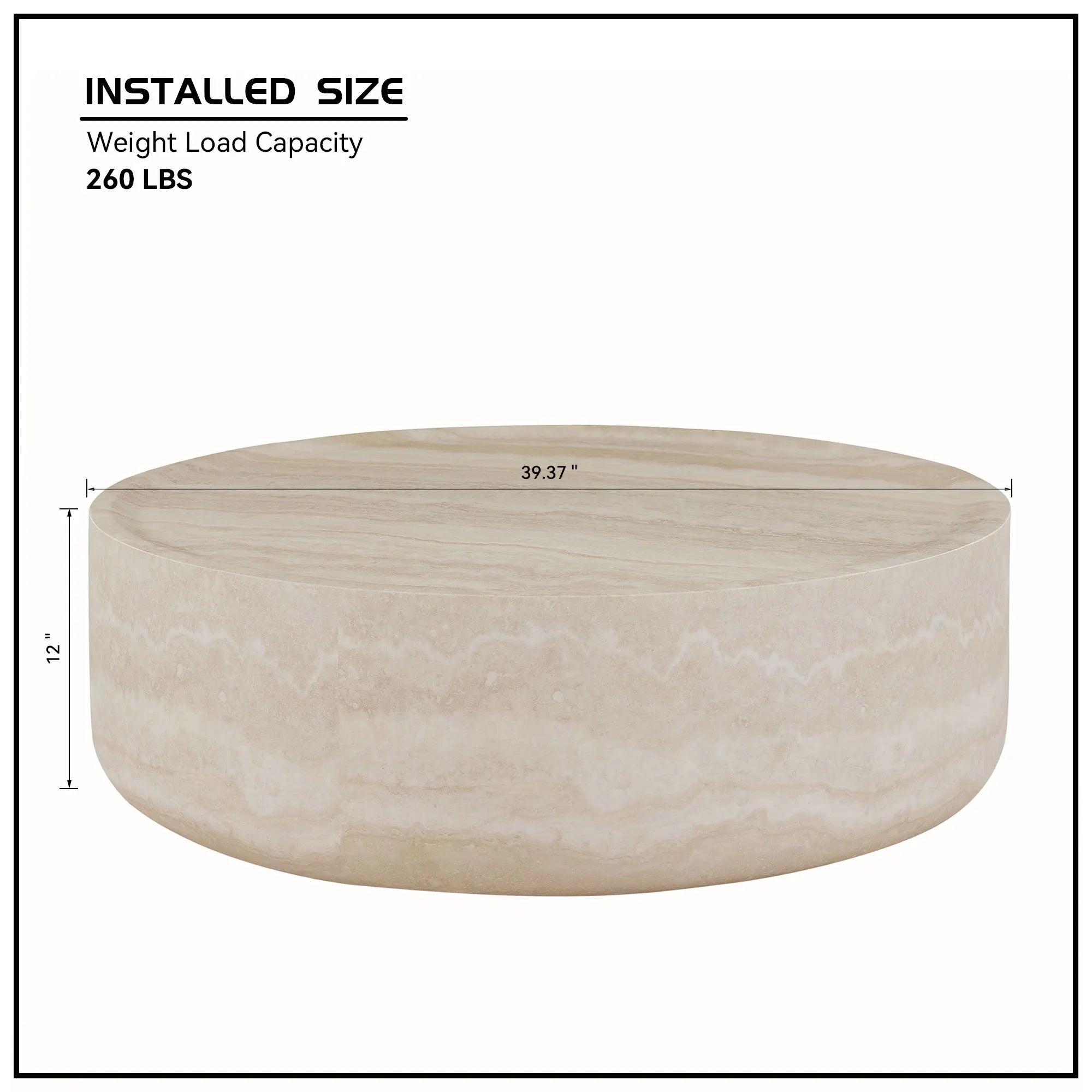 Round Textured Faux Marble Pattern Coffee Table