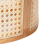 Round Woven Rattan End Table with Storage
