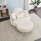 Round Comfy Accent Chair with Half Moon Ottoman