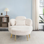 Round Comfy Accent Chair with Half Moon Ottoman