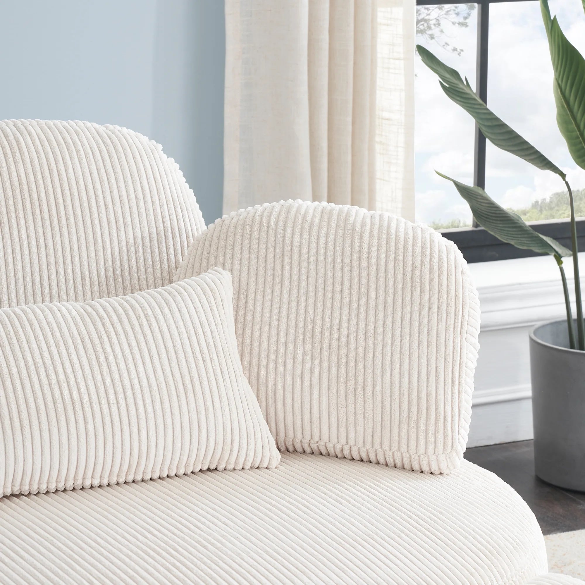 Round Comfy Accent Chair with Half Moon Ottoman
