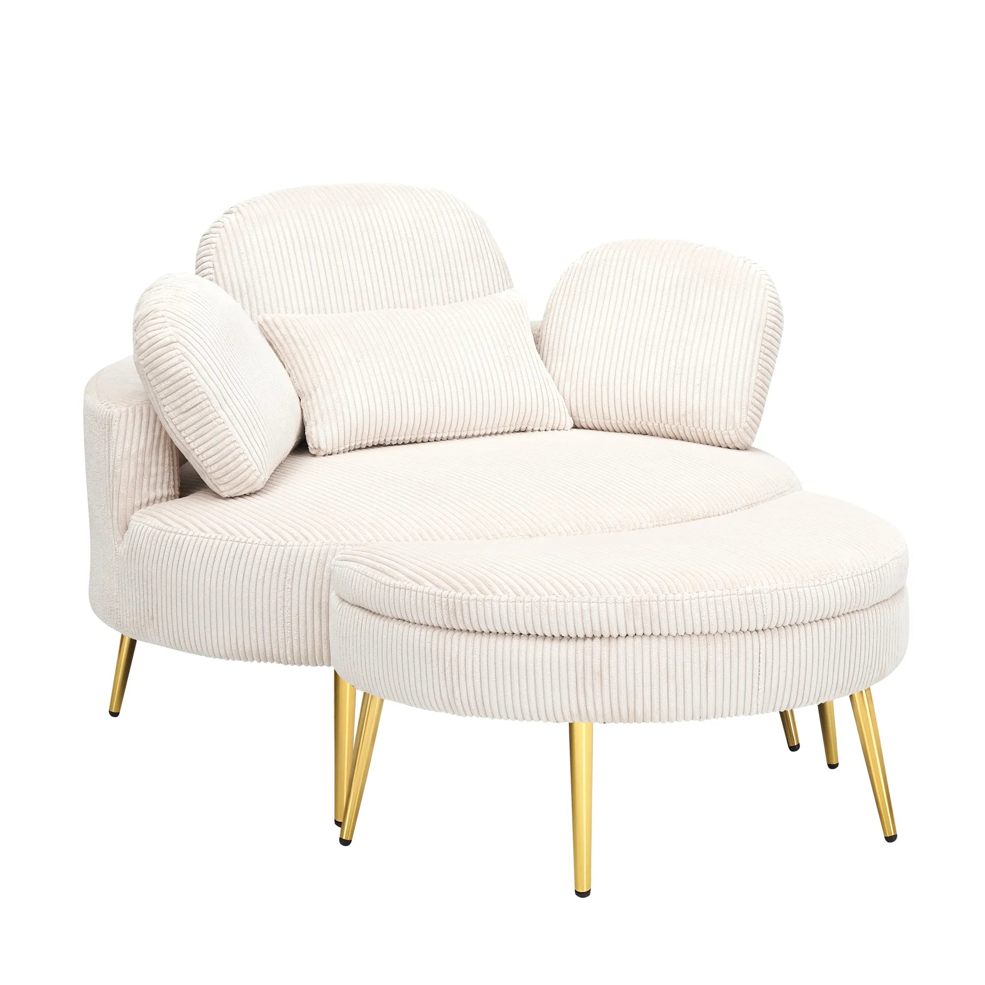 Round Comfy Accent Chair with Half Moon Ottoman