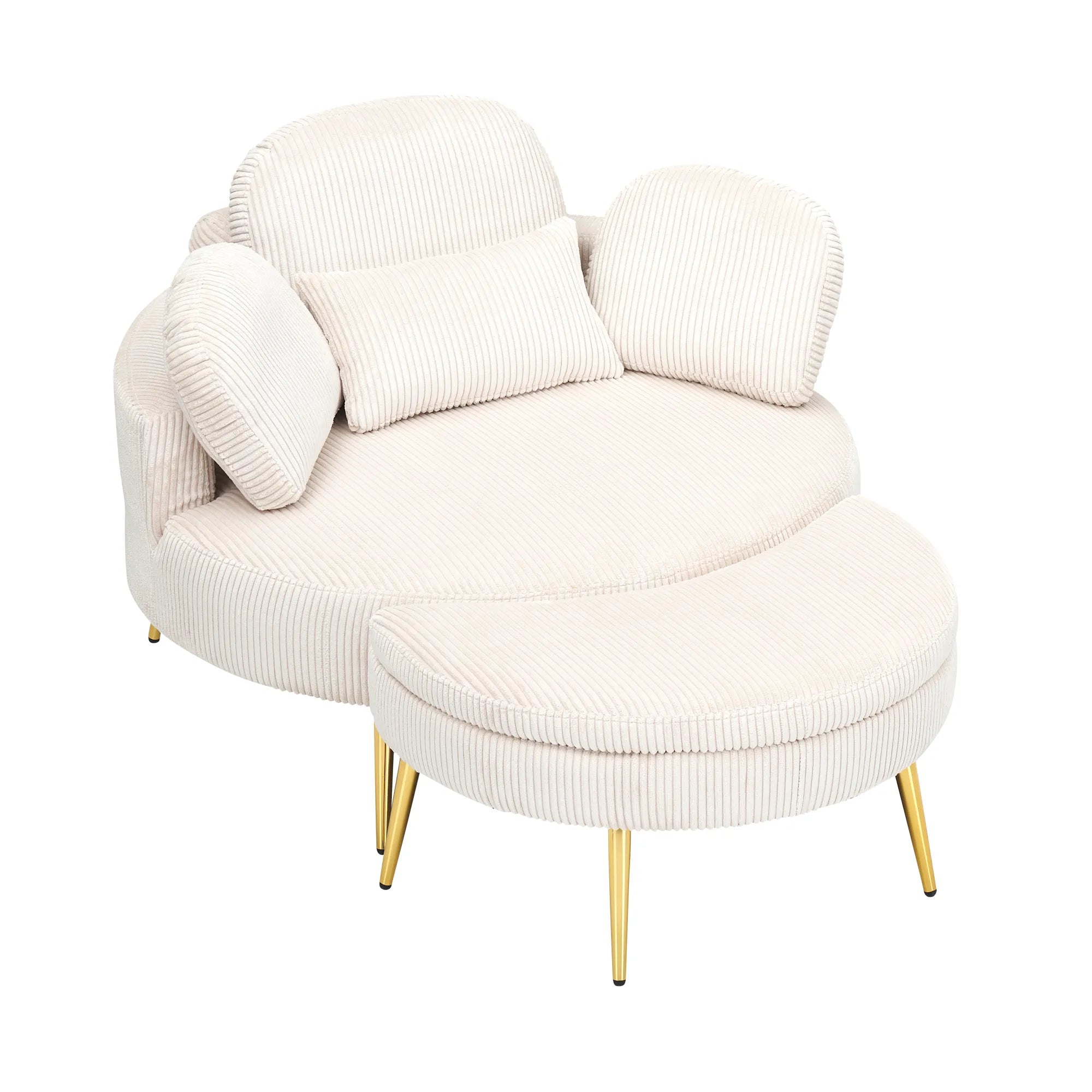 Round Comfy Accent Chair with Half Moon Ottoman