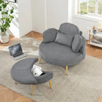 Round Comfy Accent Chair with Half Moon Ottoman