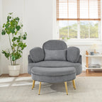 Round Comfy Accent Chair with Half Moon Ottoman