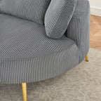 Round Comfy Accent Chair with Half Moon Ottoman