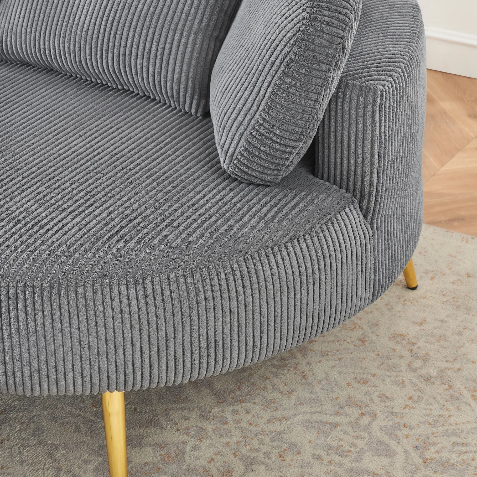 Round Comfy Accent Chair with Half Moon Ottoman
