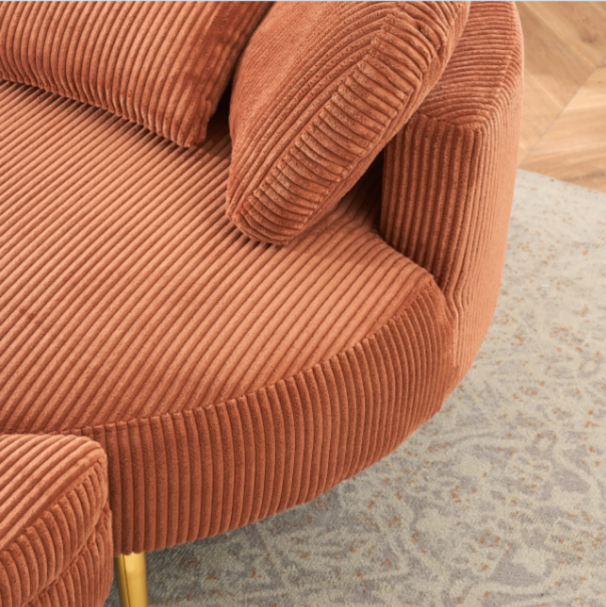 Round Comfy Accent Chair with Half Moon Ottoman