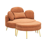 Round Comfy Accent Chair with Half Moon Ottoman