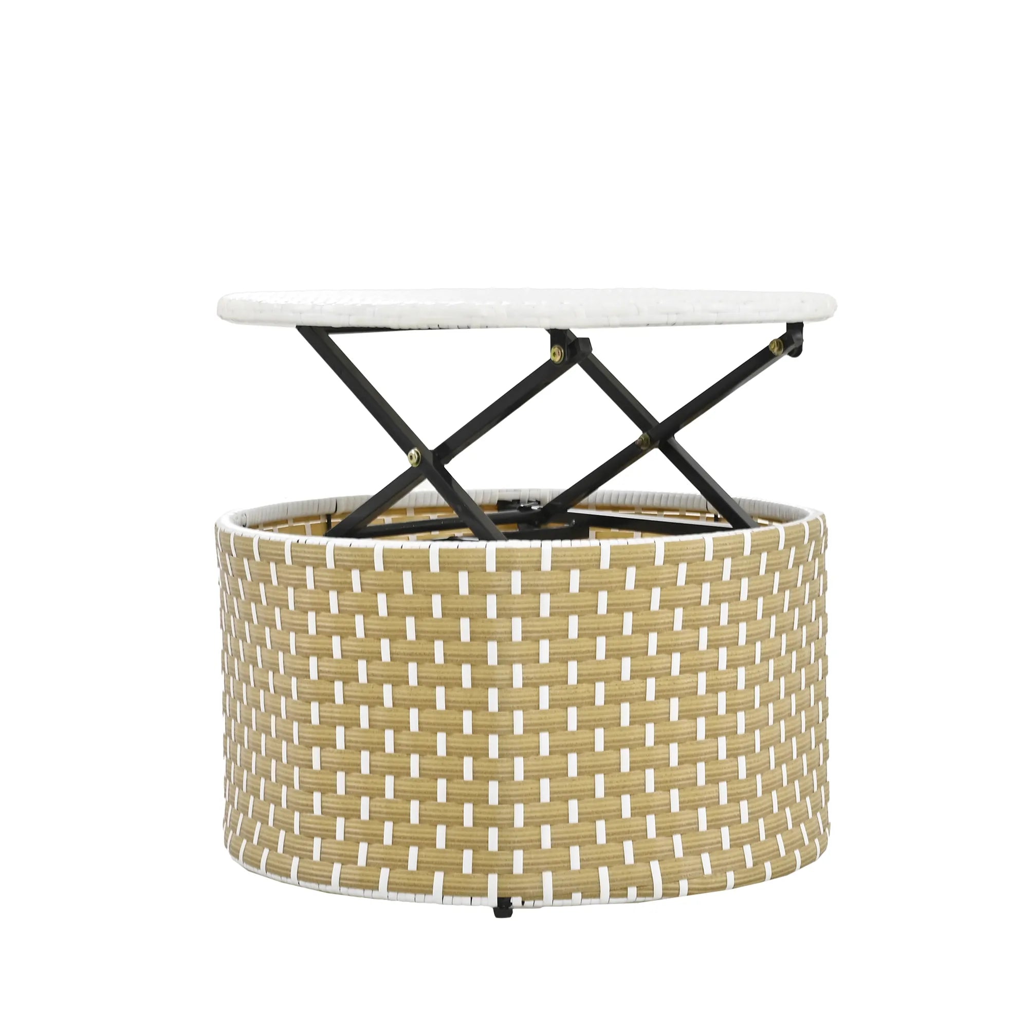 Round Rattan Outdoor Patio Sectional Sofa Set with Retractable Canopy