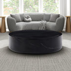 Round Textured Faux Marble Pattern Coffee Table