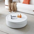 Round Textured Faux Marble Pattern Coffee Table